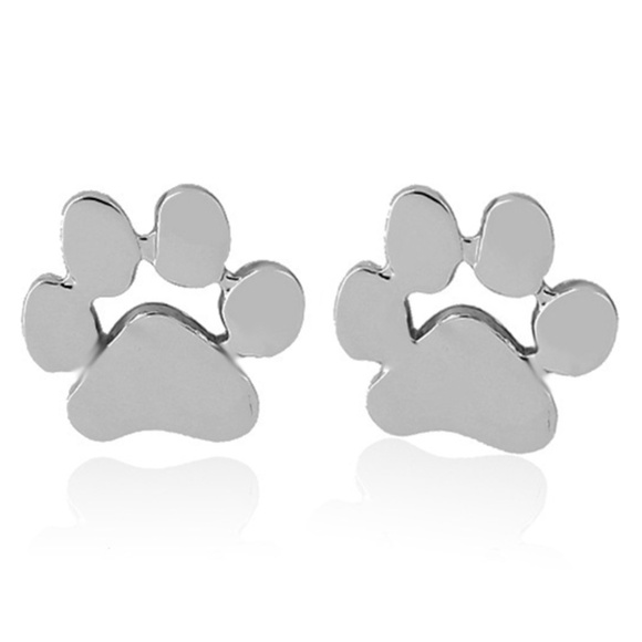 Curves Collection Jewelry - Silver Paw Print Stud Earrings